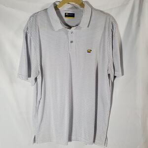 Jack Nicklaus Polo Shirt Men’s Large White Black Stripe Golf Shirt Golden Bear